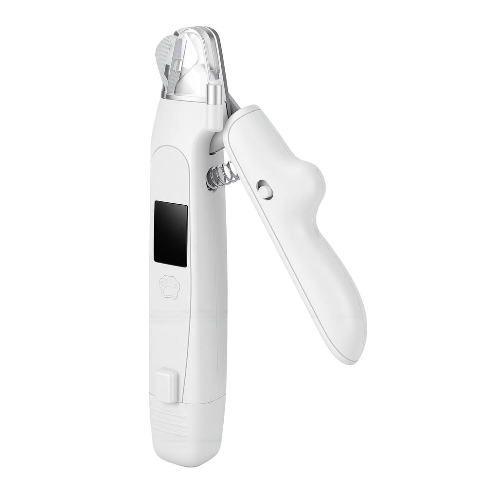 Cortador de Unhas para Pet 2 em 1 com LED Baixo Ruído Elétrico Aparador Moedor para Gatos Cães com Trava de Segurança Coleta de Unhas