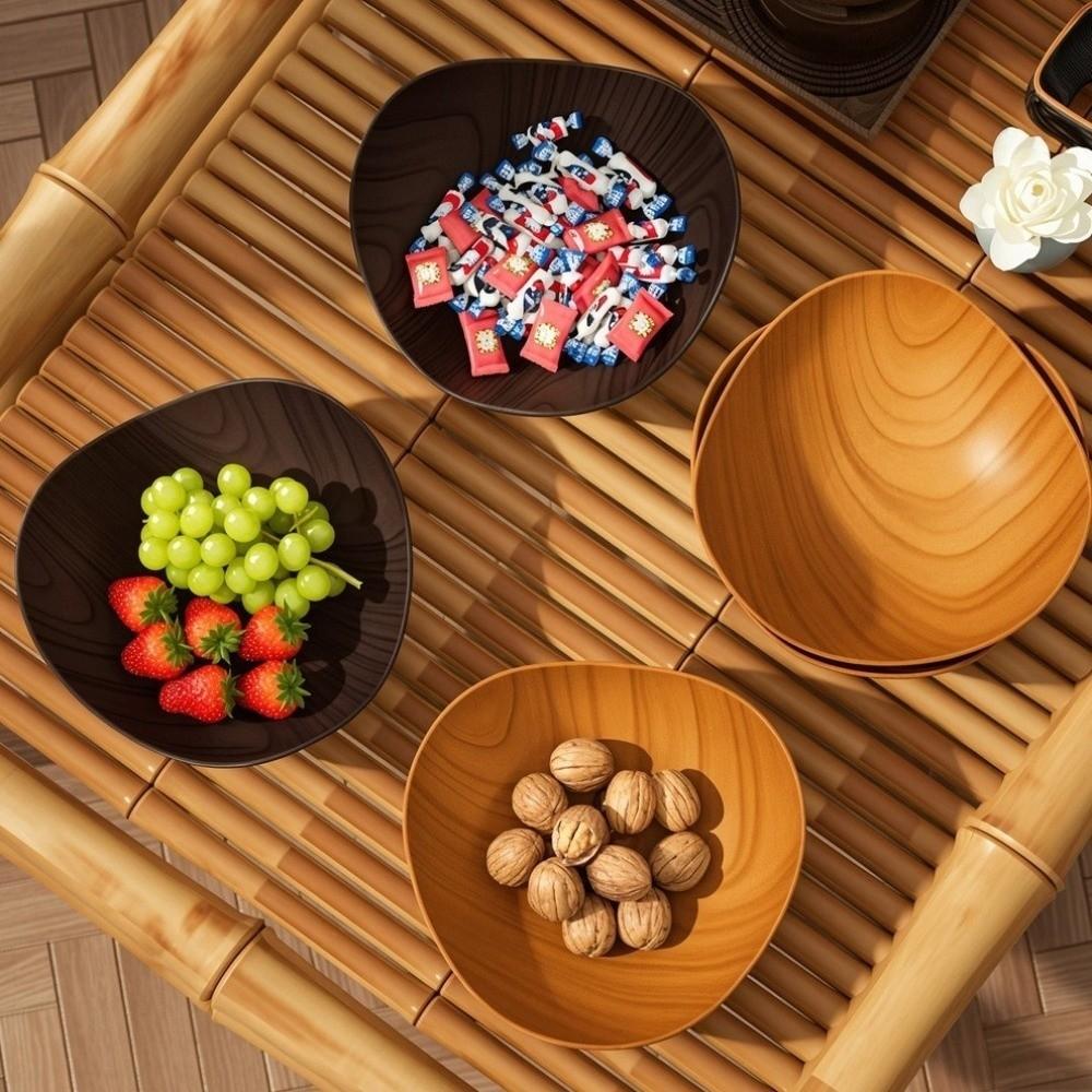 3 Stück/Set Japanischer Stil Imitation Holzmaserung Obstschale Große Kapazität Snackteller Küchenaufbewahrung
