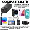 Batterie externe 30000mAh USB USB-C micro-USB Charge Rapide écran LED Phonillico®