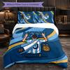 Argentina Football Pattern 3 Pieces Bedding Set Soft Microfiber Duvet Cover with Pillow Cases for Bedroom