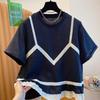 2025 Summer Women's Black Faux Two-Piece T-shirt - Trendy European High-End Style Top