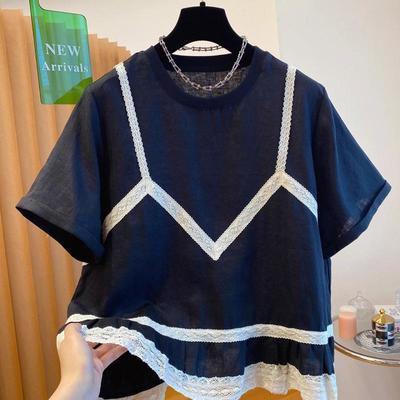 2025 Sommer Damen Schwarz Kunstleder Zweiteiler T-Shirt - Trendiges Europäisches High-End Style Top