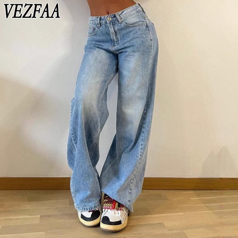 VEZFAA Pantaloni e capris a vita alta con stampa tinta unita casual alla moda da donna