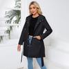 Herbst Damen Einreihig Einfarbig Reverskragen Kapuze Langarm Locker Jacke Windmantel