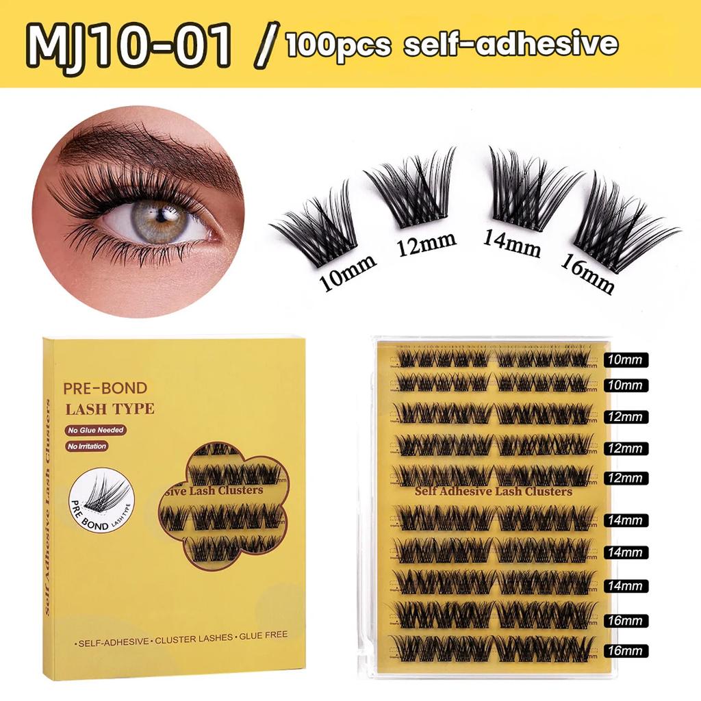 False Eyelashes - Glue-Free DIY Segmented Lashes, Formaldehyde-Free, Voluminous & European Curl, Self-Adhesive Makeup