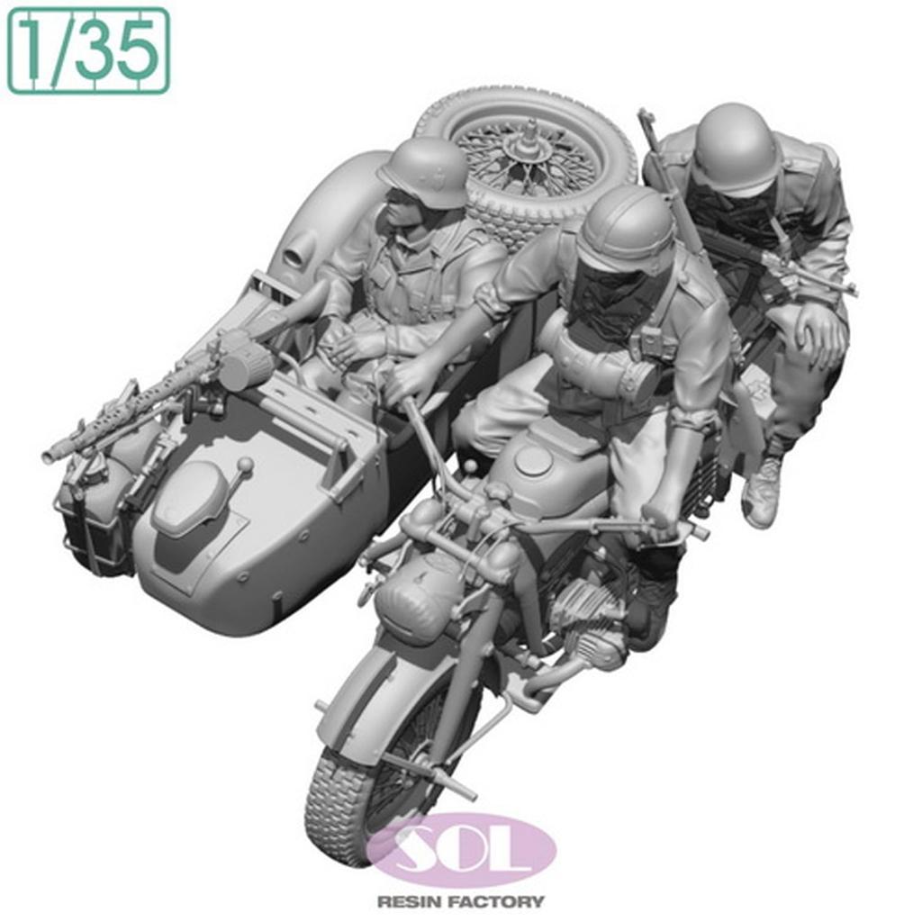 Sol Model WWII German KS750 Military Sidecar with 3 Crew 3D Printer Kit MM879 1/35 Members, (Motorcycle)