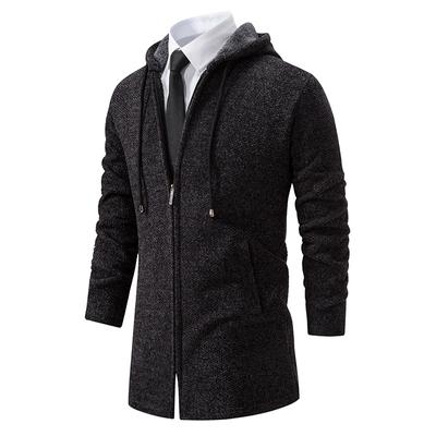 Mid-length Cardigan Sweater Autumn and Winter Plus Velvet Thickened Cardigan Hooded Sweater Jacket