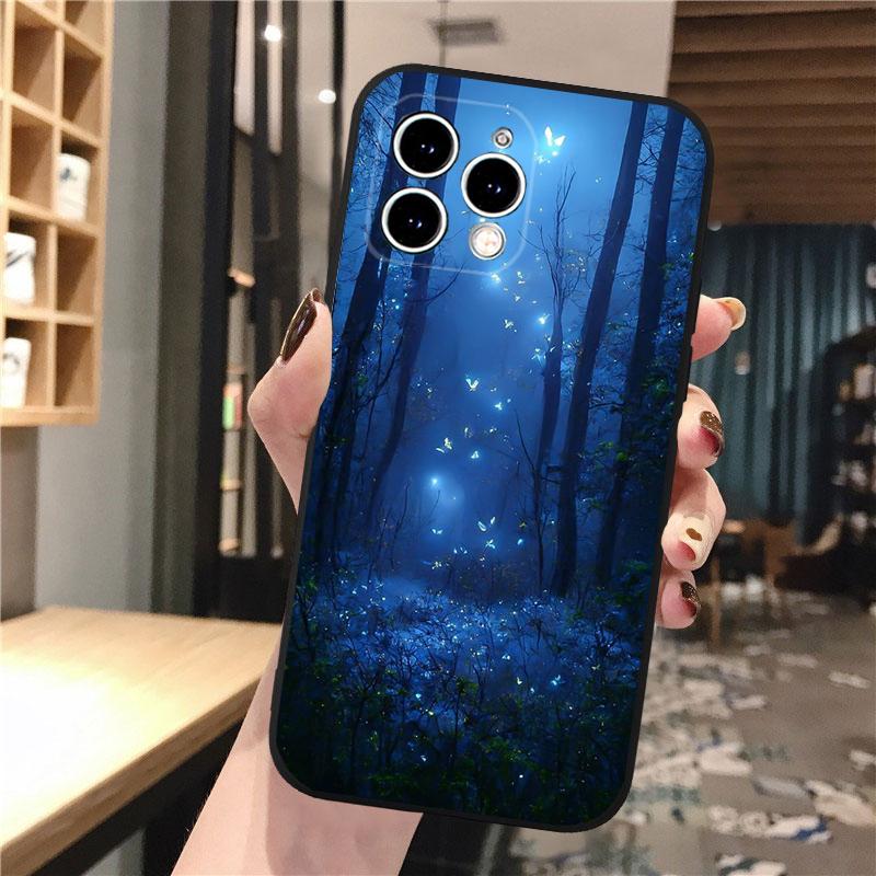 Forest Night Butterfly Tree Moon Phone Case For Iphone 15 14 Pro Max 13 12 11 Pro Max XSMax XR 12 13 Mini 14 Plus