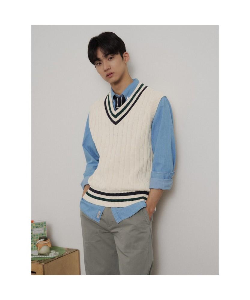 Beanpole Men Cable Tilden Vest Ivory