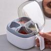 1pc Seasoning Box Spice Jar with Spoon Four-Compartment Transparent Flip-top for Storing Seasonings and Spices