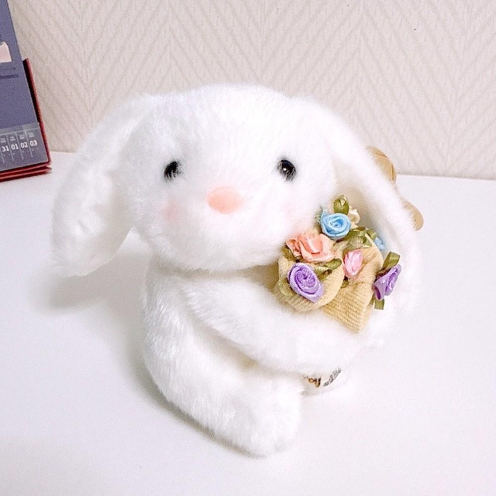 With Floral Blanket Bear Wear Rose Doll 15cm Bouquet Rabbit Doll Rose Bear Plush Toy Anniversary