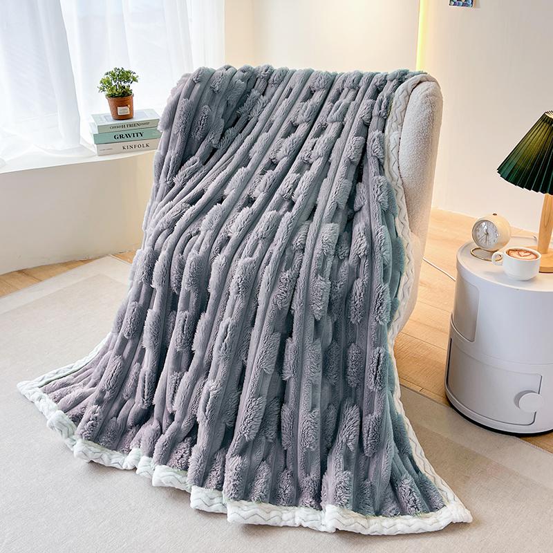 Cozy Soft Faux Rabbit Fur Throws Blanket for Couch Spring Autumn Warm Slub Velvet Bed Blanket Lightweight Office Nap Plush Plaid