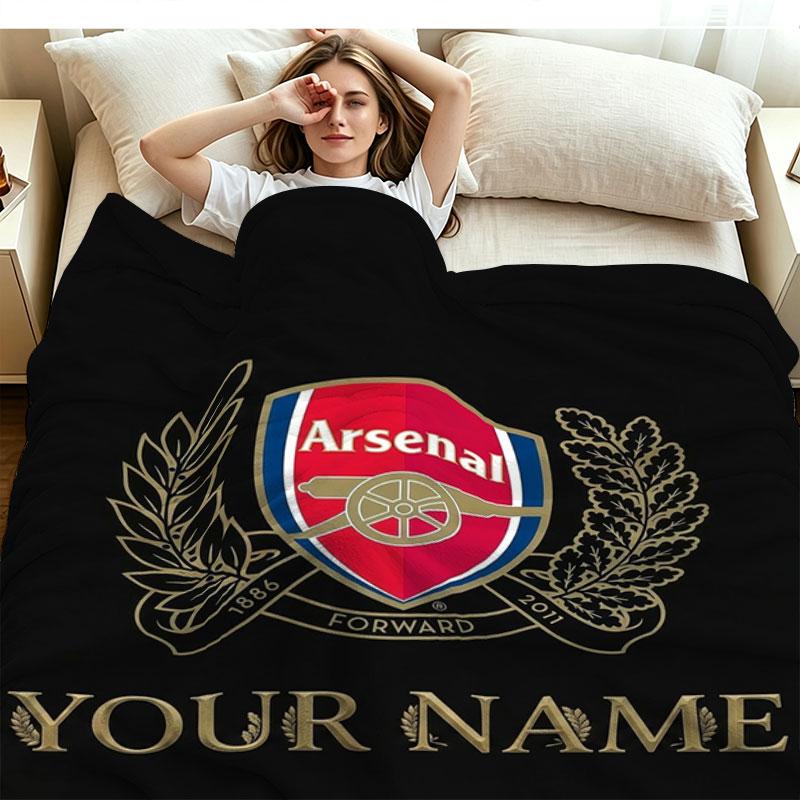 1PC Arsenal F Custom Name Patterned Flannel Blanket Suitable For All Seasons for Home Decor Warmth and Comfort Gifts Holiday Present