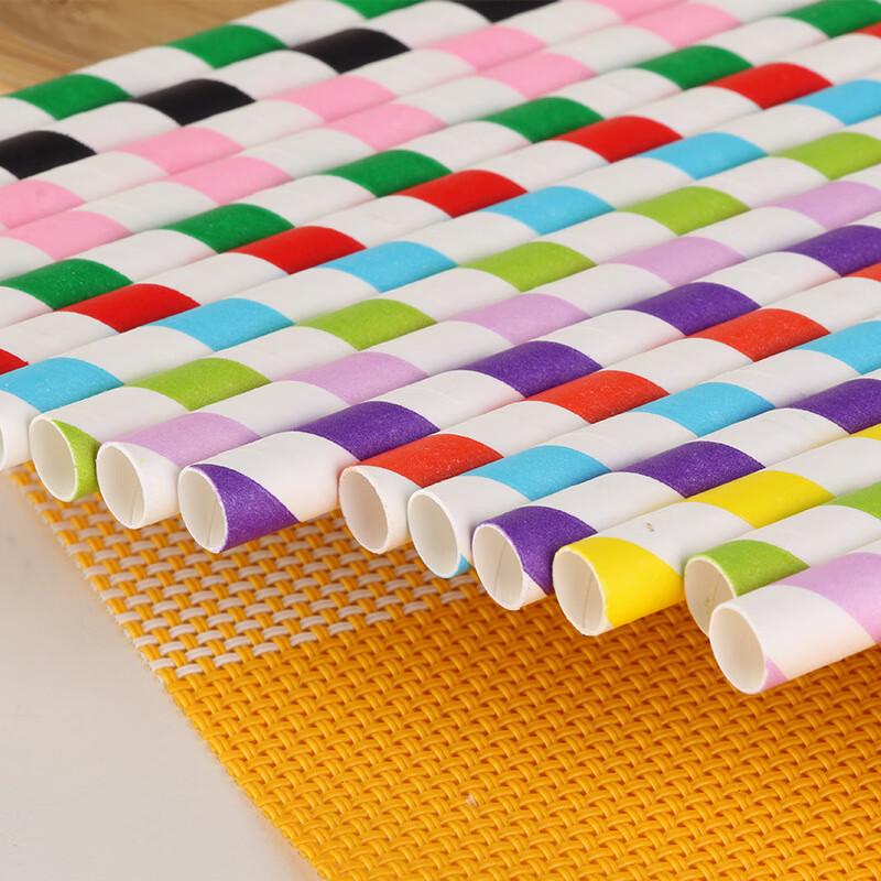Disposable Colorful Striped Paper Straws