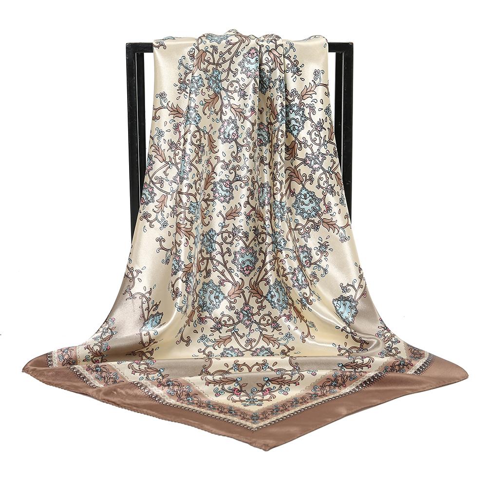 Fashion Print 90cm Square Silk Scarf Shawl Women's Hair Accessory Stylish Packaging Decorative Accessories