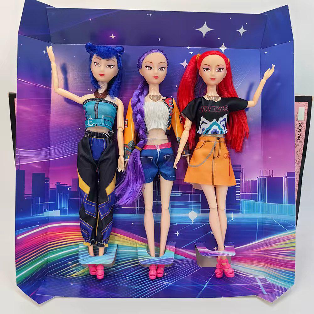 Demon Avcısı K-POP Kız Grubu Bebekleri: Müzikli Işıklı Peluş Figürler