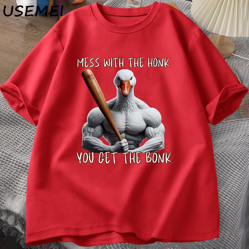 Mess with The Honk You Get The Bonk Funny Duck Goose T Shirt Goose Bumps I Got Too Silly Goose Tops Men Short Sleeves Tee