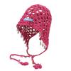 New ethnic style pearl fringed pendant hollow knitted wool hat women's summer outdoor sunshade sunscreen headgear