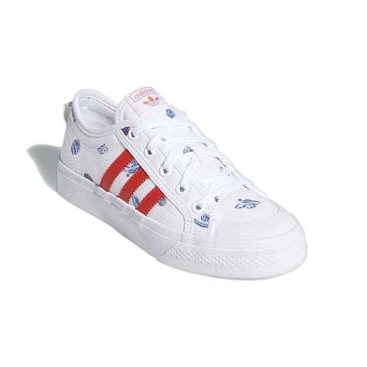 Adidas Nizza J Out Of This World - Белые детские кроссовки Cloud-White Ярко-красный — фото 3