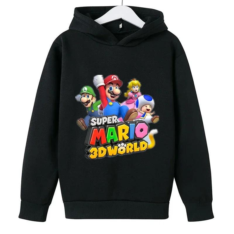 MINISO Girls Game Mario bros Hoodies Kids Baby Child Cartoon Tops Spring Children Long Sleeve Print Sweatshirt Autumn Boys Pullovers
