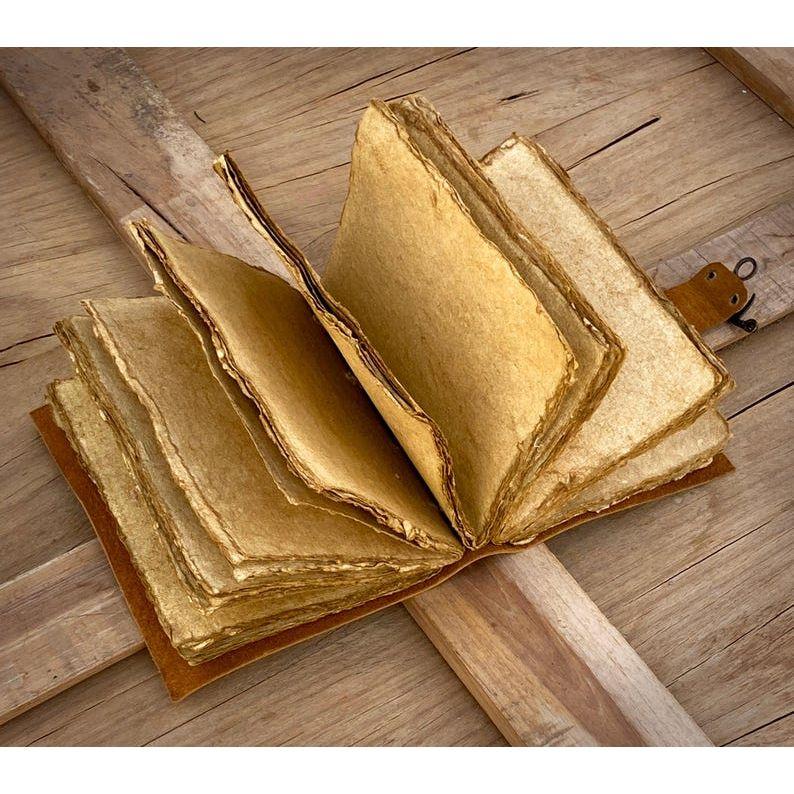 Handmade Vintage Leather Journal - Blank Spell Book of Shadows, Grimoire Journal, Travel Writing Notebook, Deckle Edge Paper Lock Closure