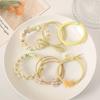 6Pcs Hair Ropes Braided Design Faux Pearls Bow Decor Hair Ties Soft Fabric High Elasticity No Damage Hair Bands Ponytail Holder Hair Accessories