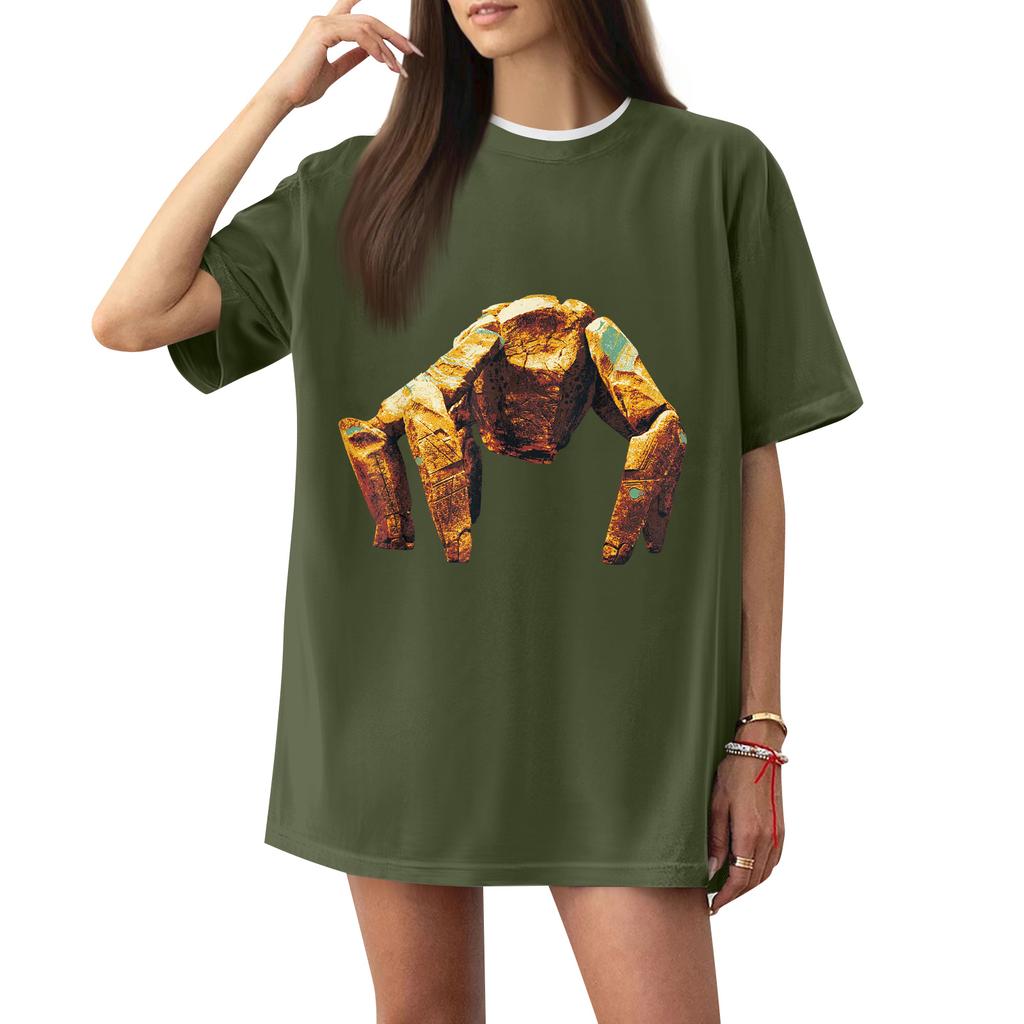 Women's Casual Printed T-Shirt Round Neck Pullover Short Sleeve Top