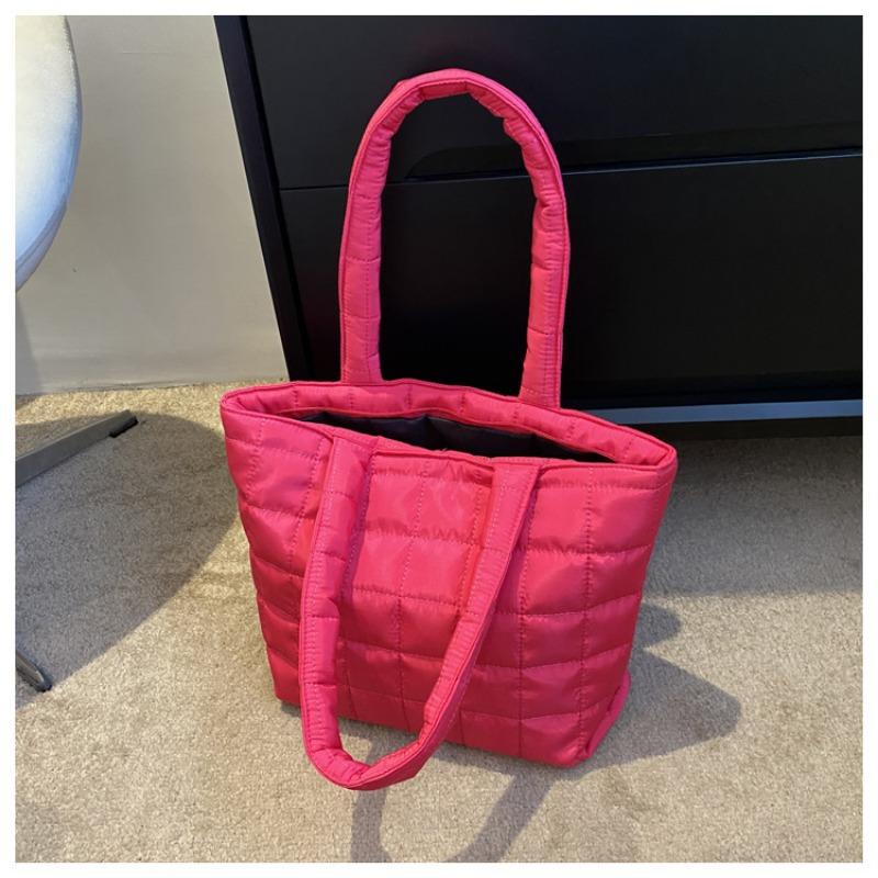 Large Capacity Solid Color Simple Versatile Women Single Shoulder Commuter Tote Bag