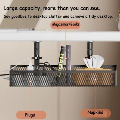 Shelf Under Table Storage Rack Carbon Steel Desk Wire Organizers New Cable Management Tray