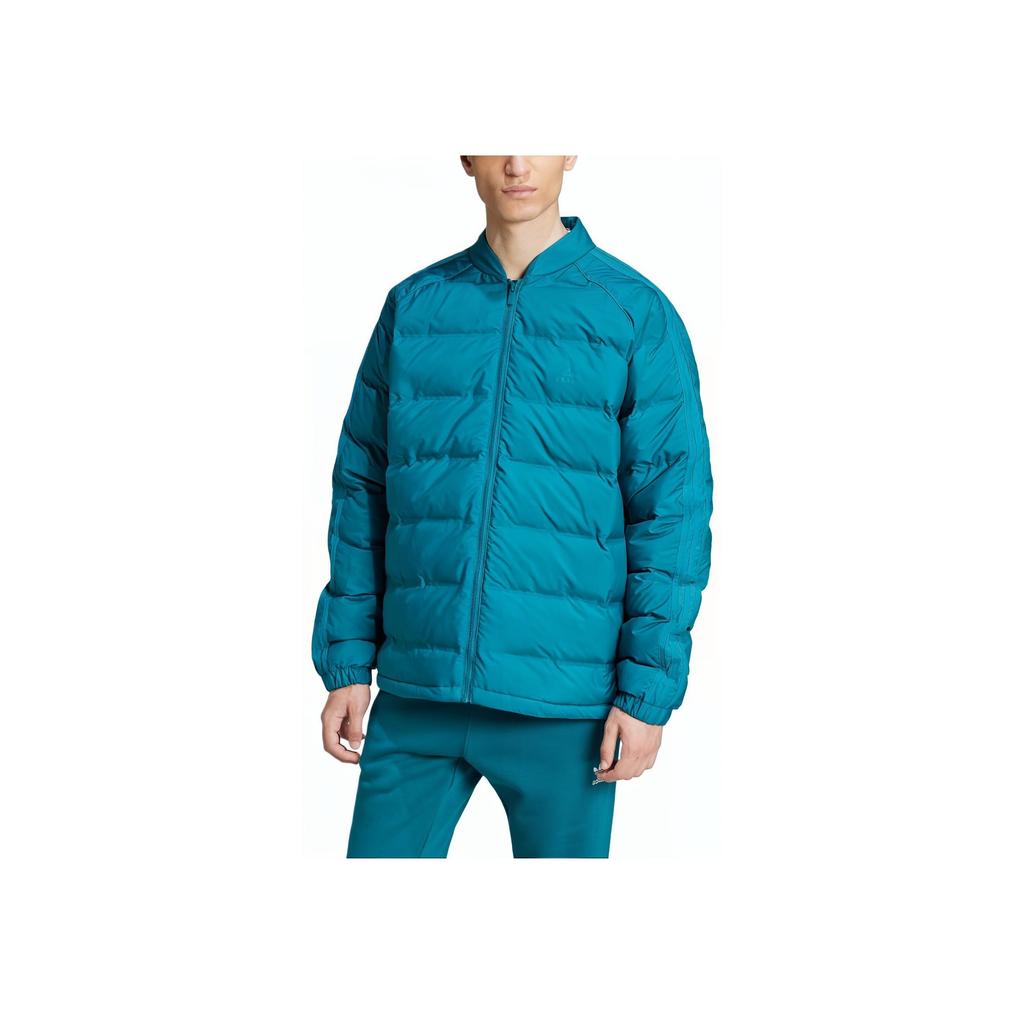 Adidas Originals Sst Down Jacket Series Comfortable Warm Sports Stand Collar Puffer Coat Men Jackets Heritage-Blue JE1954