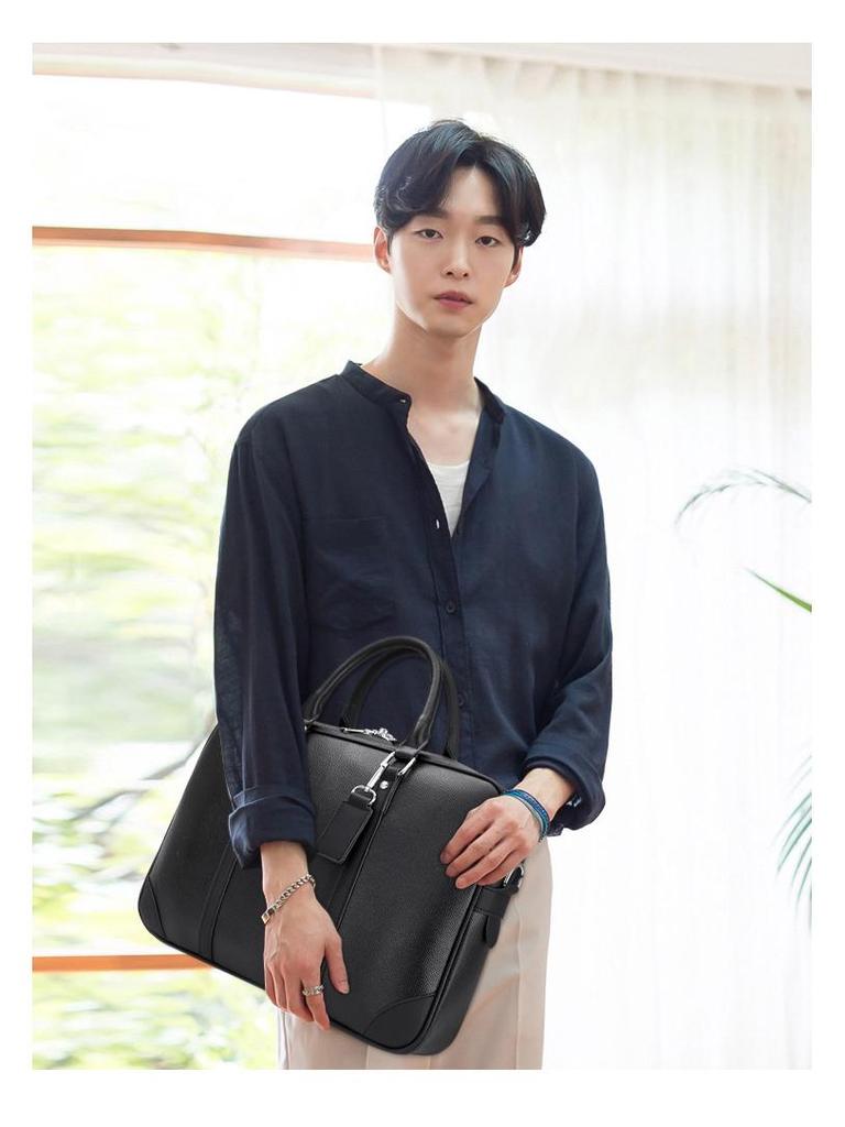 2024 Men's Business Briefcase: European & American Style, Large Capacity, Single Shoulder, Crossbody, Handheld Laptop Bag