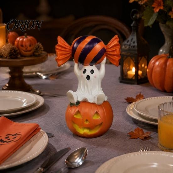 Desktop Shelf Accent Halloween Ghost Figurine Ornament, Resin Christmas Statue, Animal Mysterious Festive Gift Decorations for Home Tabletop