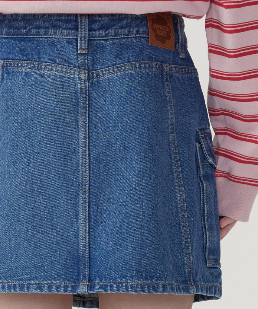 COVERNAT WOMAN Cargo Denim Mini Skirt Blue