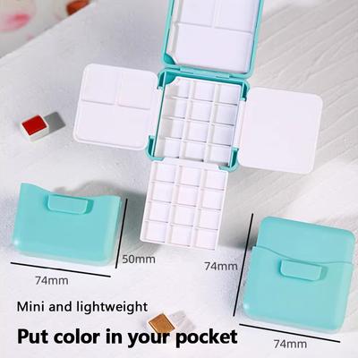 Portable Mini Watercolor Palette Box 12/24 Grids 0.5/1ml Washing Bucket Plastic Solid Watercolor Storage Box Traveling Paint Box