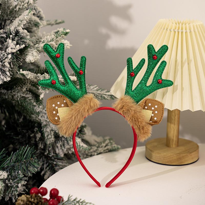 Whimsical Antler Christmas Headband With Cozy Plush Ears For Outfits Festive
