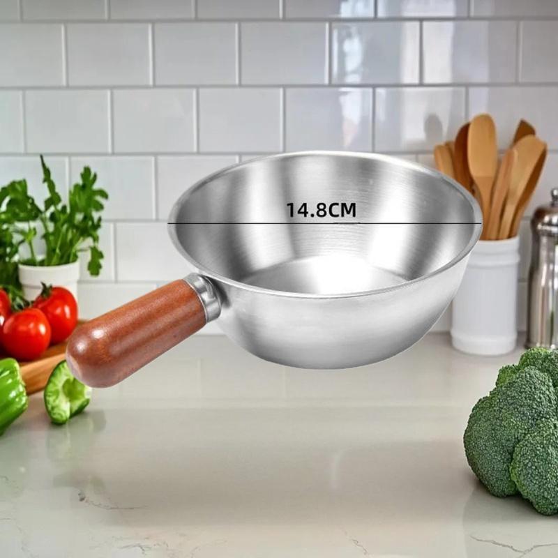 1 Stück Edelstahl-Öltopf Holz Mini-Suppentöpfe Milchtopf Verdickt Kleine Saucepfanne Kochwerkzeuge Küchenzubehör