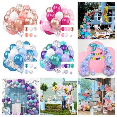 Zestaw 50 szt. balonów lateksowych, metalicznych, konfetti, łatwe w montażu, balony imprezowe ze wstążką, dla dzieci, urodziny, baby shower, wesela
