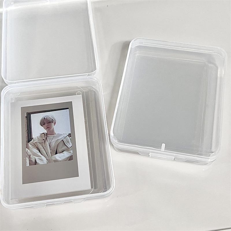 Small Size Storage Box Card Holder Sticker Stationery Transparent Storage Box Film Storage Box Flip Classification Box INS