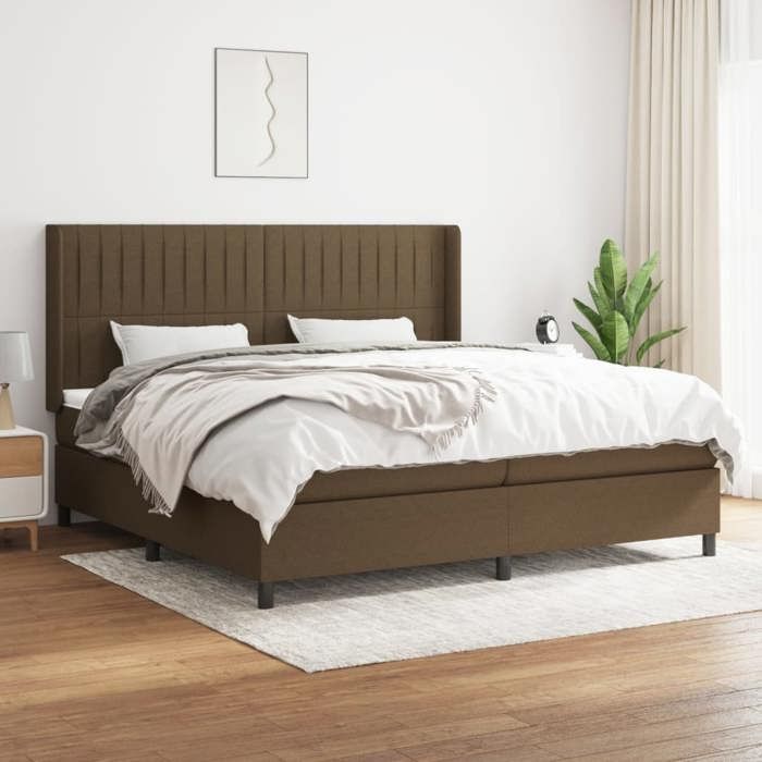 VidaXL Slat Bed Base with Mattress, Upholstered Bed with Headboard, Double Bed, Adult Bedroom Bed, Modern, 3131620