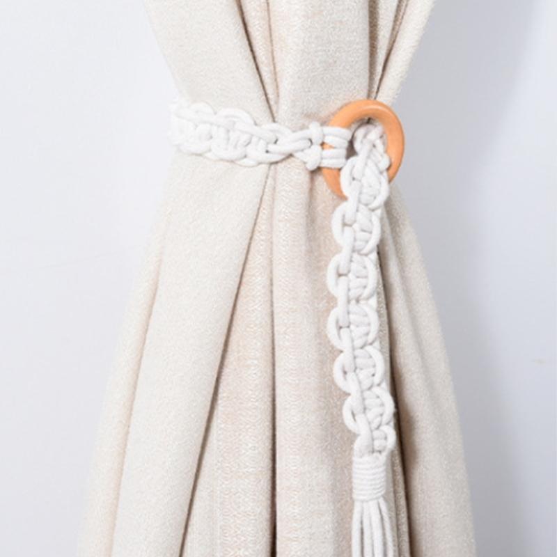 Handmade Weave Curtain Tiebacks Curtain Holder Clip Buckle Rope Straps Easy Installation Traditional Cloud Designing
