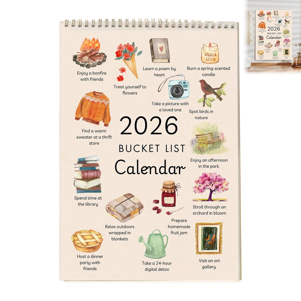 2026 Wish List Calendar Art Durable Paper Watercolor Monthly Planner for Office Home Decor