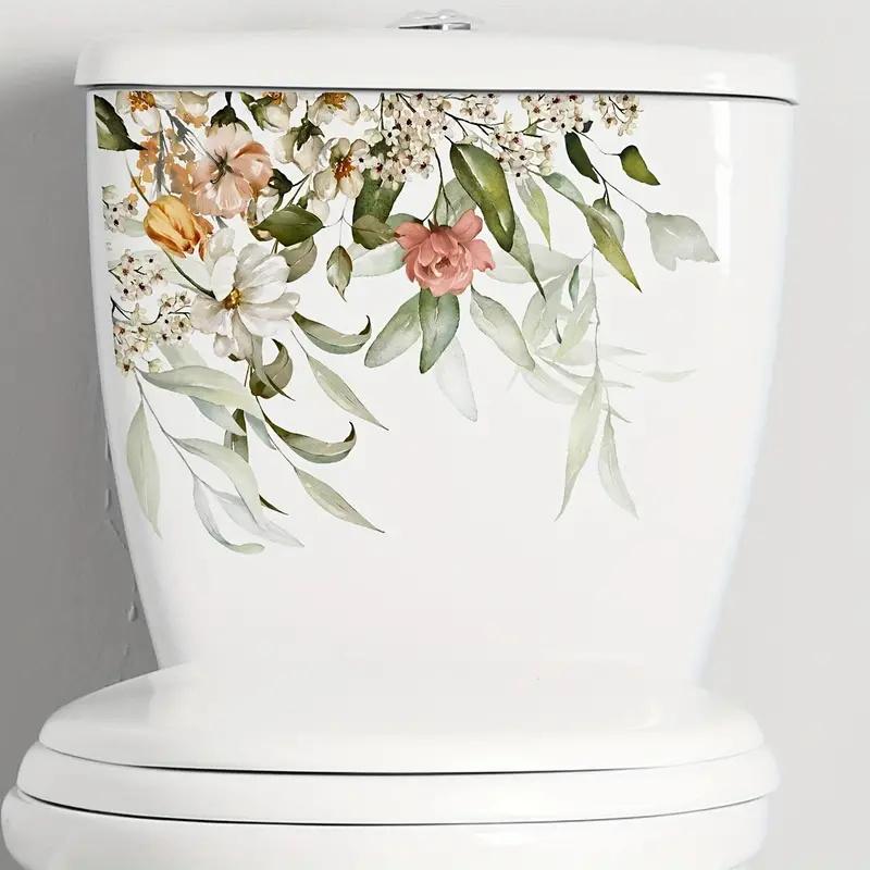 1pc Plant Toilet Sticker, Fresh Flowers Decals, Removable Waterproof Stickers, Vinyl Sticker, Suitable For Decorating Toilets An