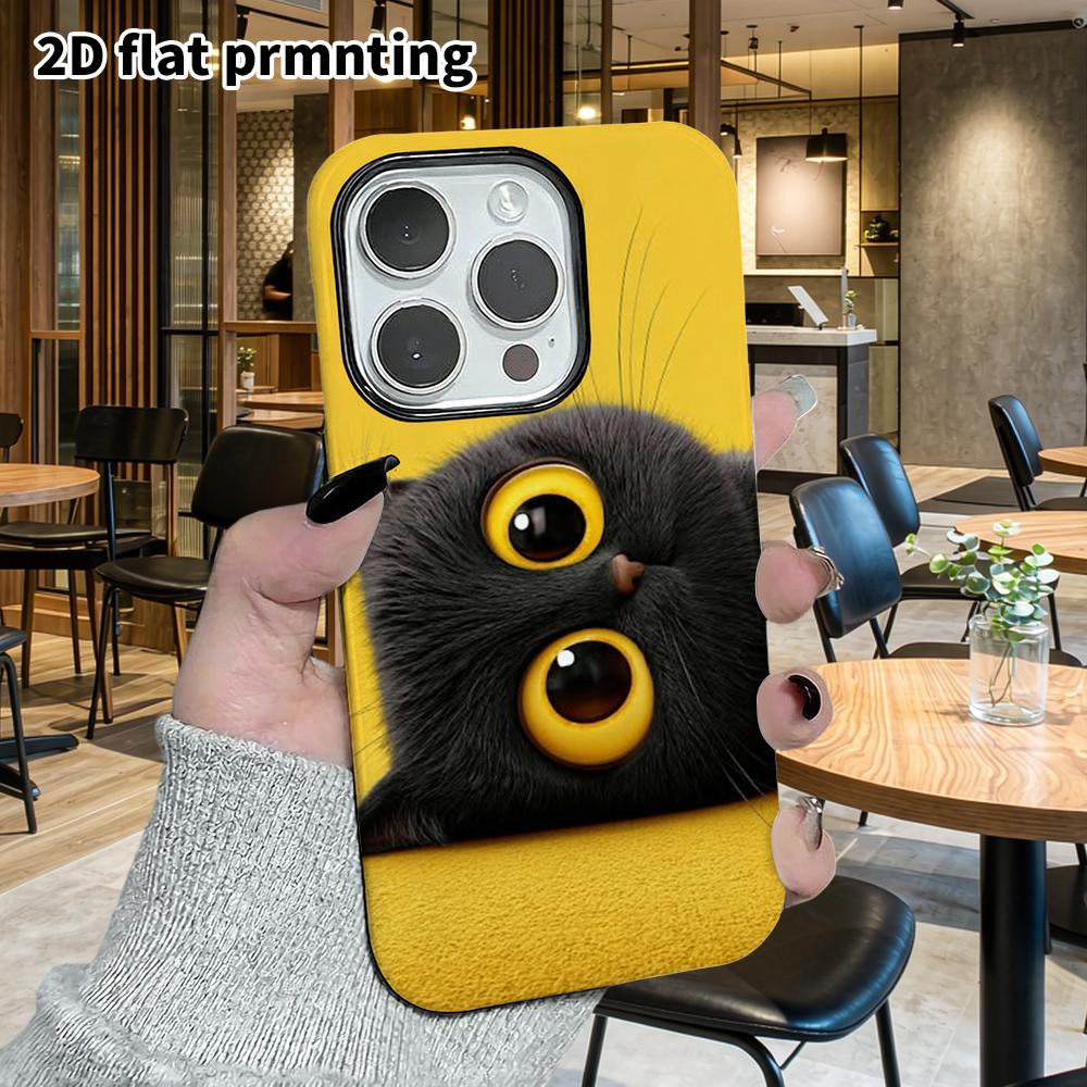 Phone Case: 2D Flat Design Suitable for iPhone 18 17 16 15 14 13 Pro Film Protective Case, Couple Style, Funny Little Black Cat, Christmas and Hallowe
