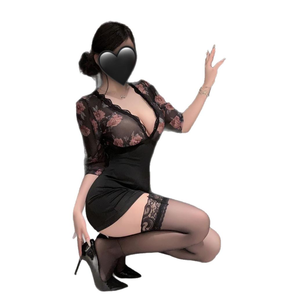 Sexy lingerie sexy deep V hottie seduction hip skirt pure desire OL uniform flirting sex qqny lace