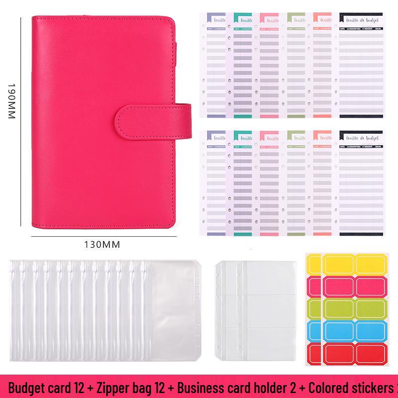 A6 Macaron Leather PU Loose-leaf Binder Notebook for Family Finance Budget Planning