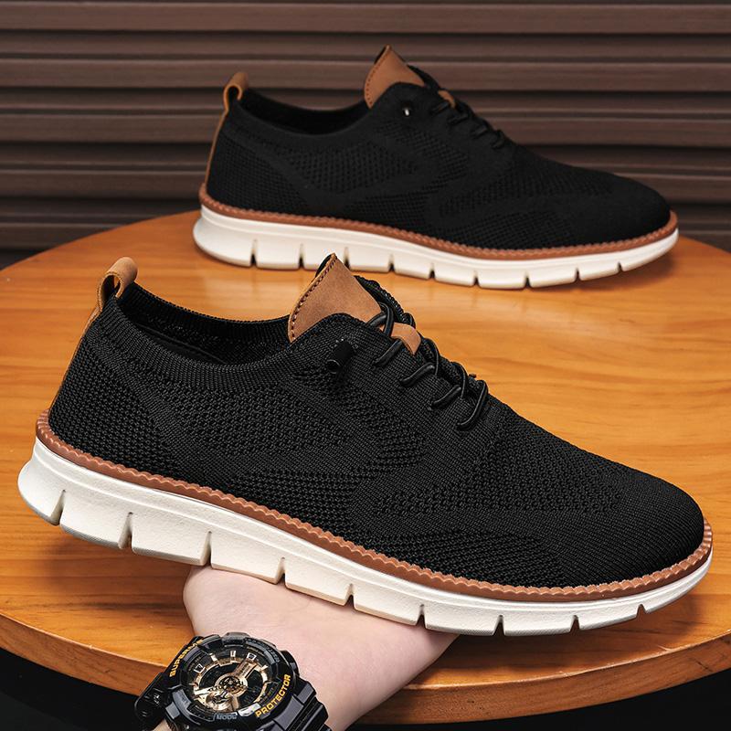 Size Men's Shoes Fly-woven Mesh Shoes Casual Sports Shoes Men's Travel Year New Running Shoes Trendy Shoes Soft Sole