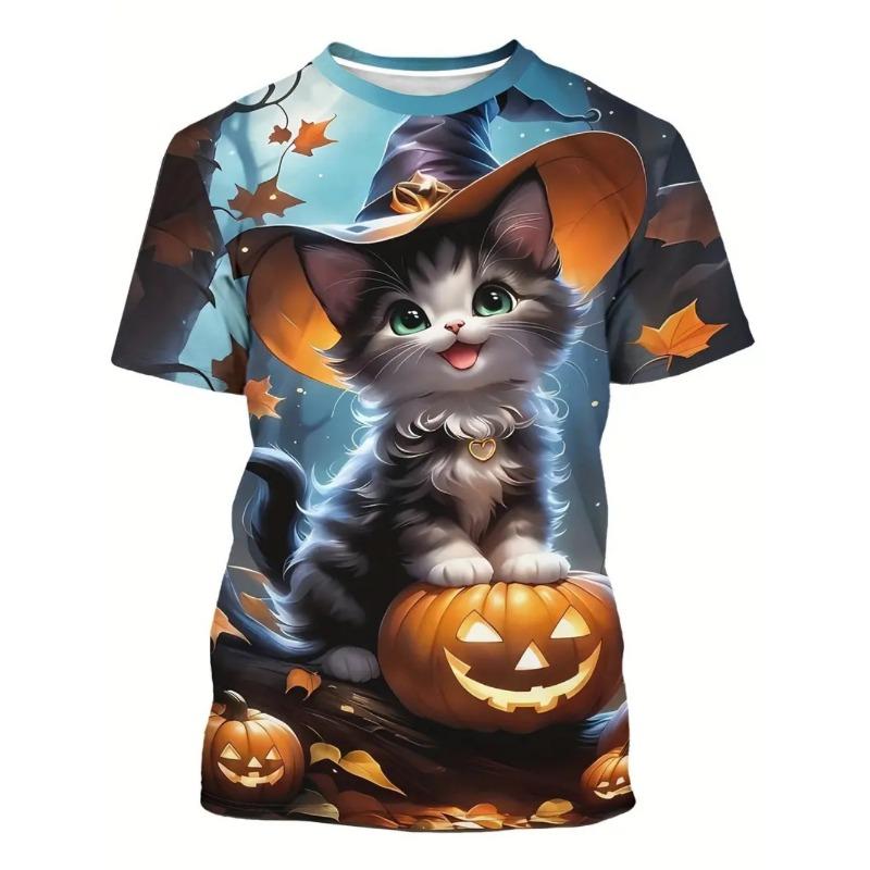 Halloween Men's T-Shirts Vintage 3D Print Summer Short Sleeve Y2k T-Shirt Loose Casual Summer Tops Trendy Fashion Men's Clothing