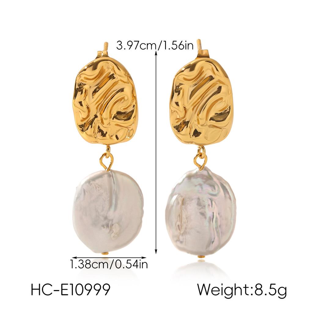 Natural Freshwater Pearl Earrings, Light Luxury High-end Stainless Steel Studs, Irregular Pearl Jewelry