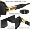 Square Sunglasses with Polarized Flat Top for Human Pilots Oversized Metal Frame Eyewear [SHEEN KELLY]