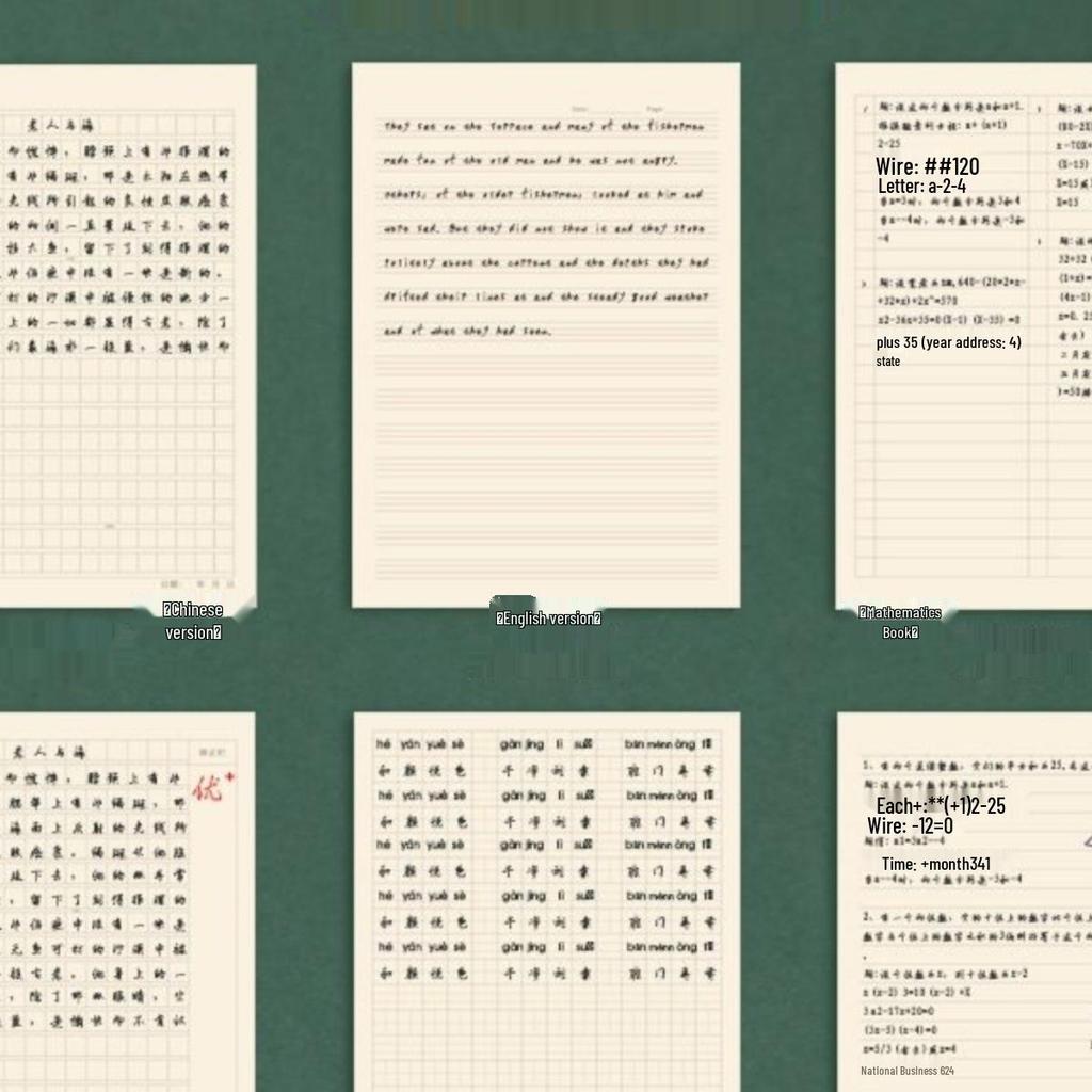 Durable 16K Primary & Middle School Language, Math, and English Composition Notebook - 32K Exercise & Homework Book